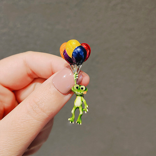 Frog with Balloons Brooch