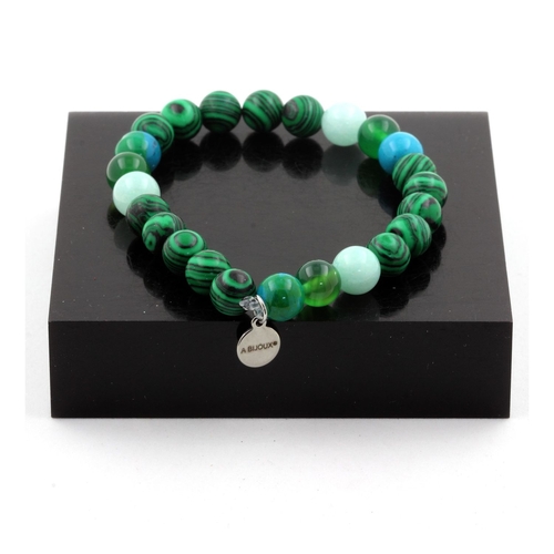 Amazonite + Chrysocolla + Malachite + Green Agate Bracelet 8 mm Bead