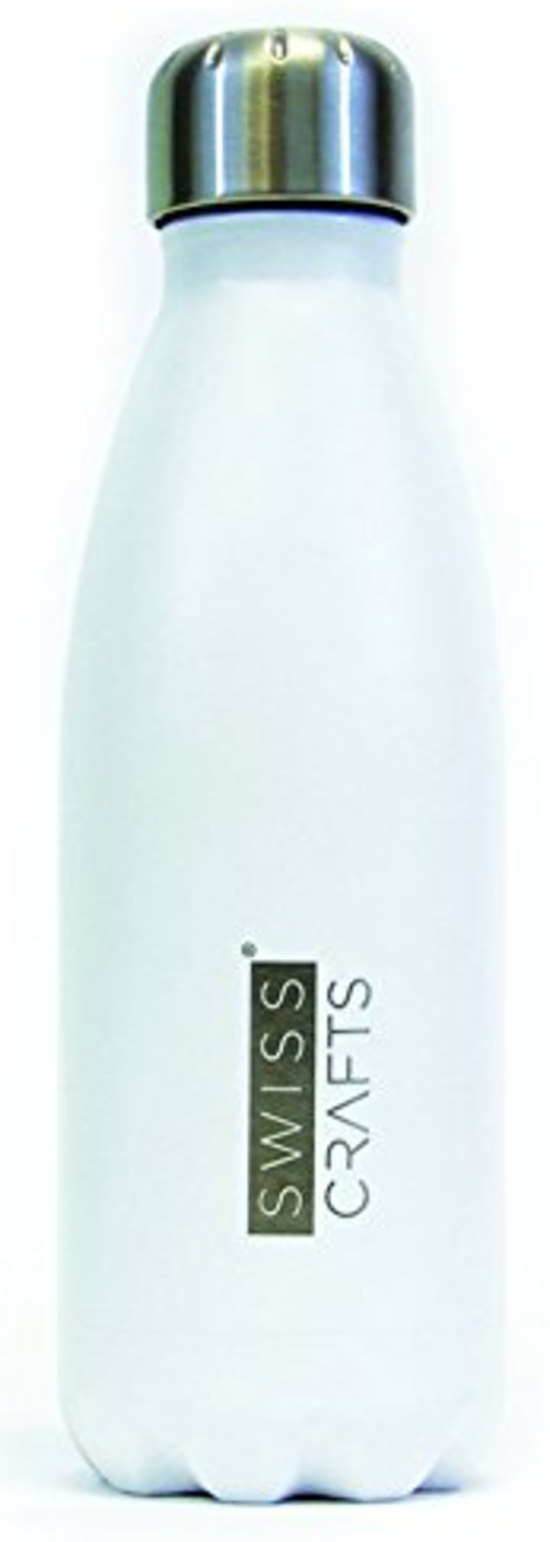 Swiss Craft PZ1000WHT 12 oz Double Wall Vacuum Insulated Water Bottle&