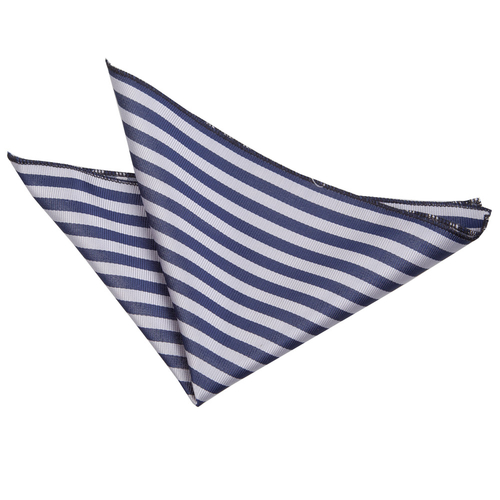 Thin Stripe Handkerchief - Navy Blue & Silver