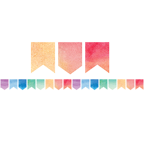 Watercolor Pennants Diecut Border Trim