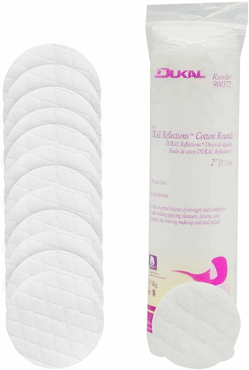 Dukal Cotton Rounds 2". Pack of 80 Cosmetic Cotton Pads for Face. 100%