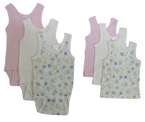 Bambini CS-038NB-111AM Girls Tank Top Variety with Printed, White 