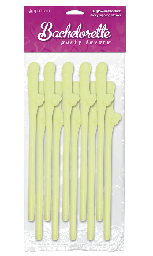 Bachelorette Party Favors - Dicky Sipping Straws - Glow-in-the-Dark -