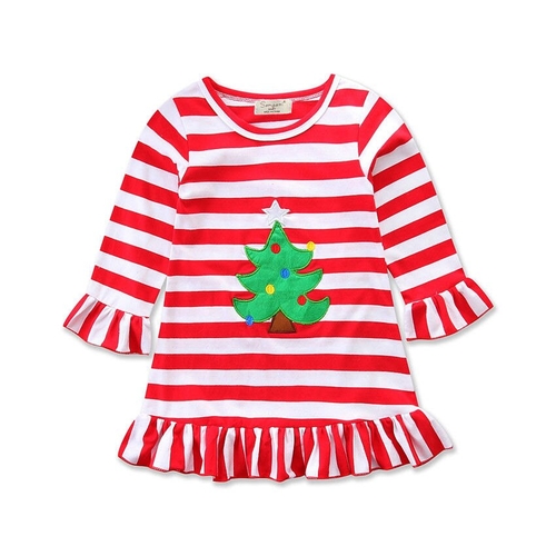 Little Girls Christmas Cotton Dress Infant Kids