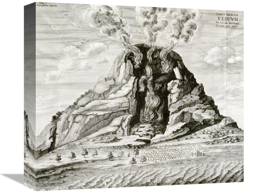 Global Gallery GCS-266671-16-142 16 in. Engraving of Vesuvius Erupting