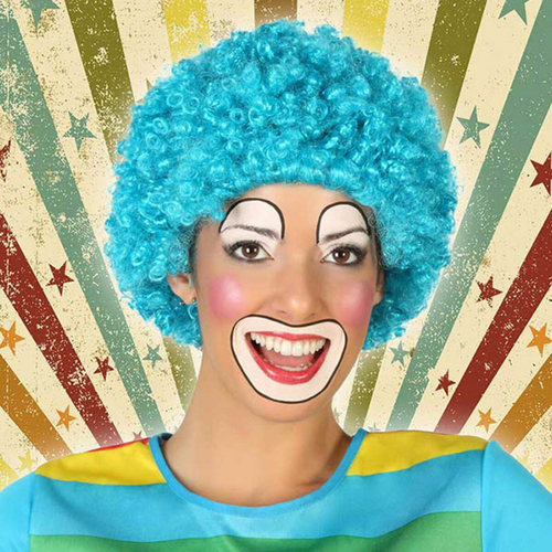 Curly Hair Wig Male Clown Blue