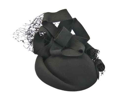 Bespoke black felt winter fascinator