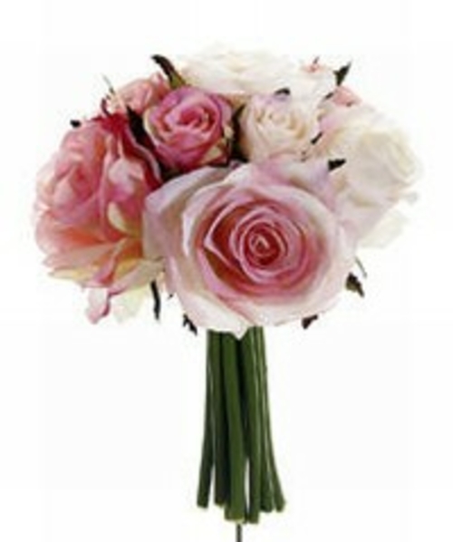 FBQ749-PK-TT 9 in. Confetti Rose Bouquet Two Tone Pink- 6 Pieces 