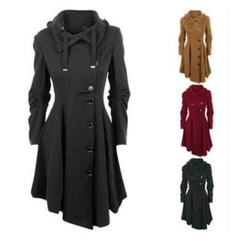  Plus Size 5XL Women Hooded Trench Coat Fall