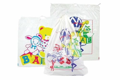 Case of 1000 Child Drawstring Polyethylene Bags 9 x 10.75. Thickness