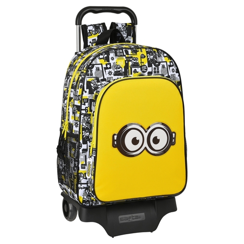 School Rucksack with Wheels Minions M313L Black White Yellow 14 L