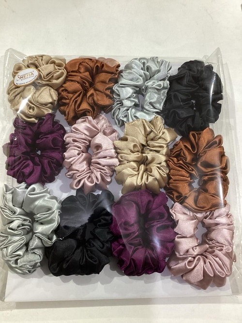Premium Silk Satin Scrunchies (Pack of 12)