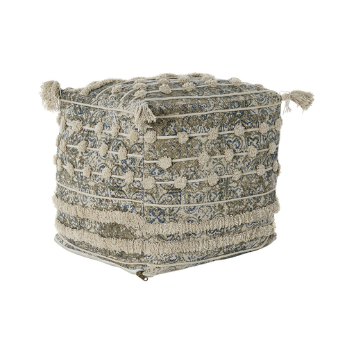 Cushion DKD Home Decor Floor Beige Blue Polyester Cotton Aluminium (50