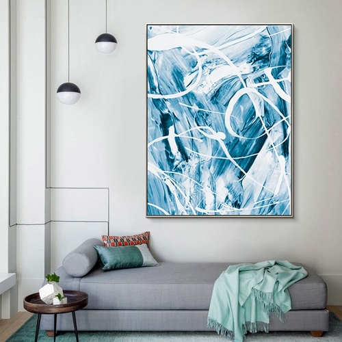 Modern Blue Abstract Canvas Paintings Wall Canvas