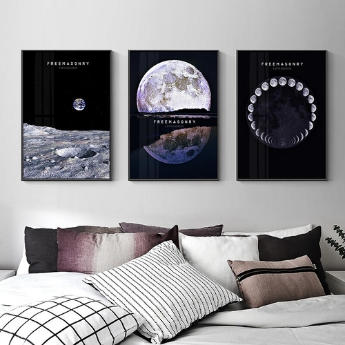 Nordic Earth Moon Canvas Painting