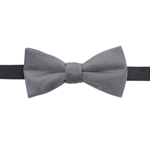 Plain Velvet Pre-Tied Bow Tie - Platinum