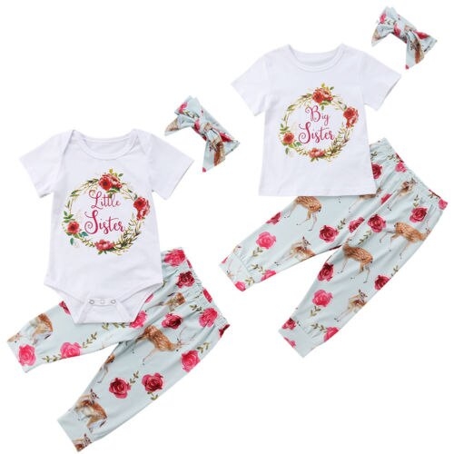 Sisters Match Newborn Baby Kids Girls Tops