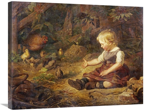 Global Gallery GCS-266589-30-142 30 in. Feeding the Chickens Art Print