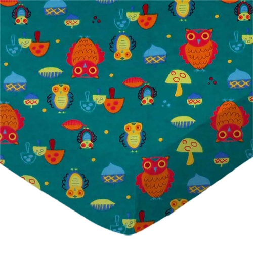 SheetWorld Fitted Crib Sheet Set - 100% Cotton Flannel - Owls Green,