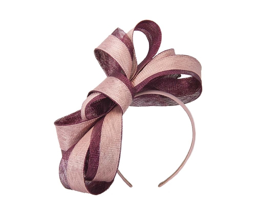 Burgundy & Pink loops racing fascinator