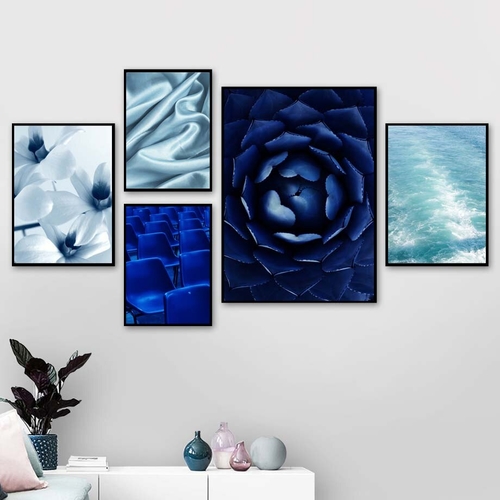 Blue Sea Sky Flower Silk Landscape Wall