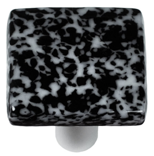 Hot Knobs HK8059-KA Granite Black & White Square Glass Cabinet Knob - 