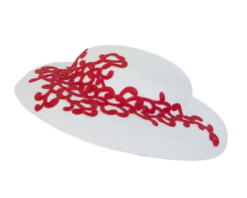 Unusual white & red boater hat