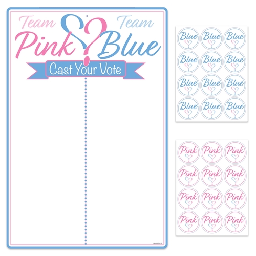 Beistle 60861 Gender Reveal Tally Board & Stickers - 20.25 x 13.5 in. 