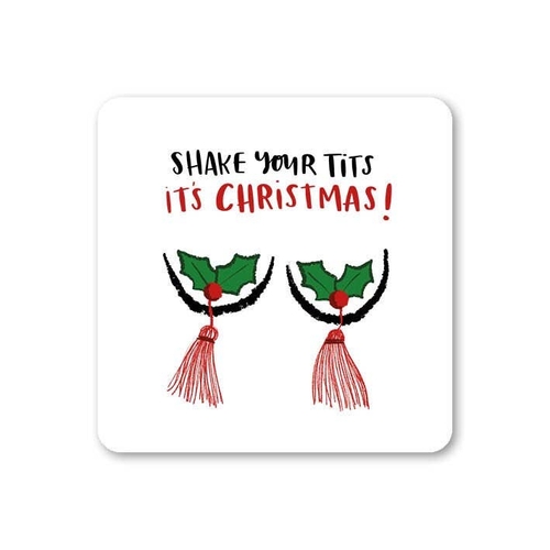 Funny Tits Christmas Coaster (Pack of 6)