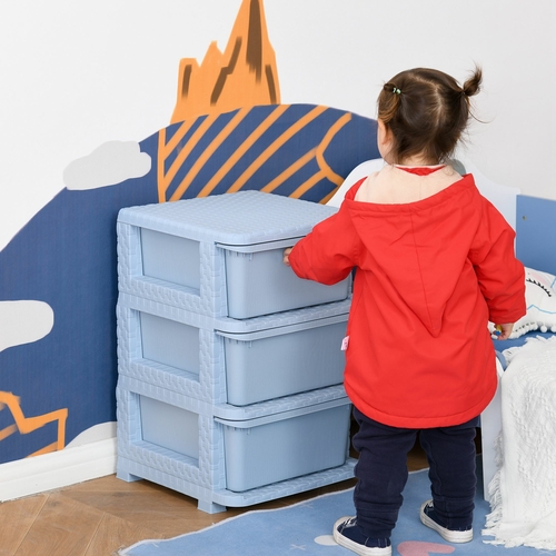 Qaba Kids Storage Unit Dresser Tower with Drawers 3 Tier Chest Toy