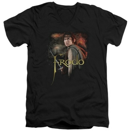 Trevco Lor-Frodo Short Sleeve Adult V-Neck 30-1 Tee- Black - Large