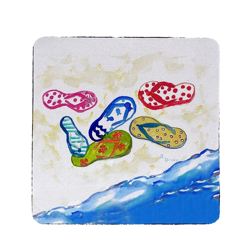 Betsy Drake CT154 Six Flip Flops Coaster - Set of 4