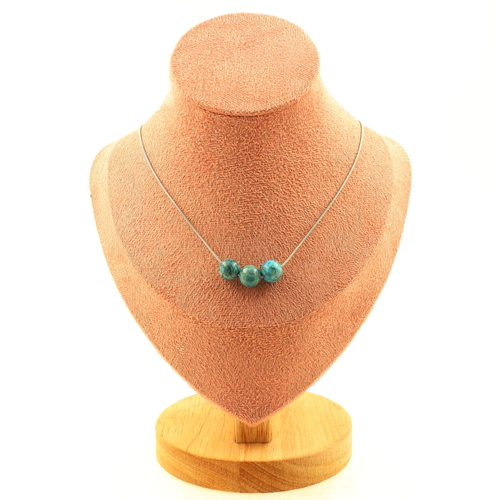 Turquoise from South Africa 8 mm 3 beads necklace.