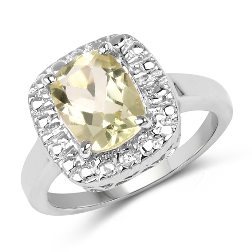 1.90 Carat Genuine Lemon Quartz .925 Sterling Silver Ring