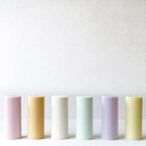 Large Ribbed Pillar Candle