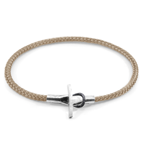 Sand Brown Cambridge Silver and Rope Bracelet