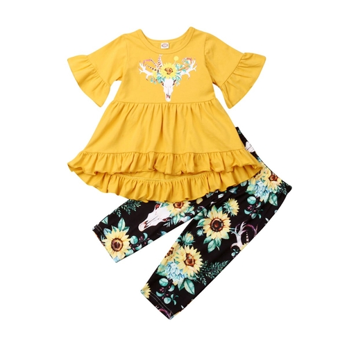 2 7Y Toddler Kids Baby Girl Clothes Sets Ruffles