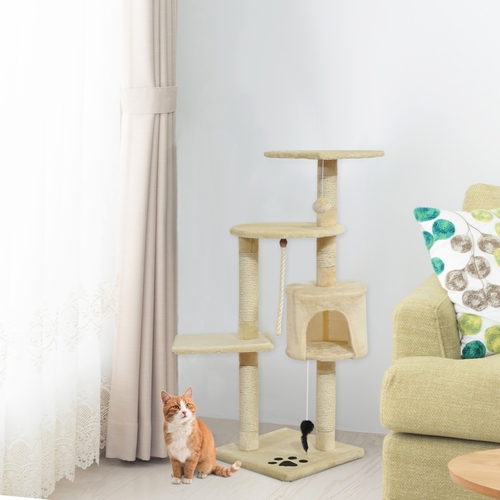 PawHut 44" Scratching Cat Tree Multi Level Activity Center Kitty Condo