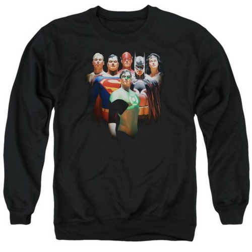 Trevco Jla-Roll Call Adult Crew Sweat Tee- Black - Small