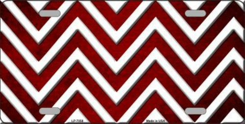 Smart Blonde LP-7058 Red White Chevron Print Oil Rubbed Metal Novelty 