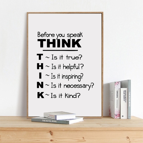 Motivational Quote Canvas Art Print Poster , Think