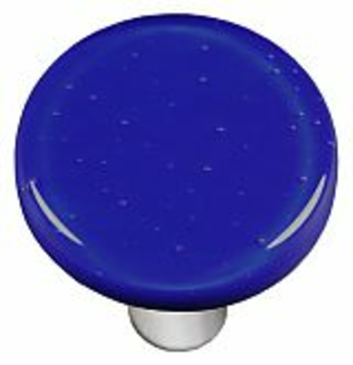 Hot Knobs HK1030-KRA Deep Cobalt Blue Round Glass Cabinet Knob - Alumi