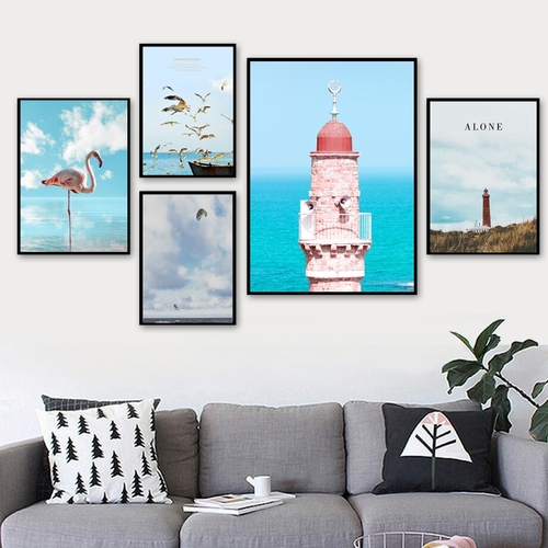 Beacon Flamingo Sea Mew Nordic Posters