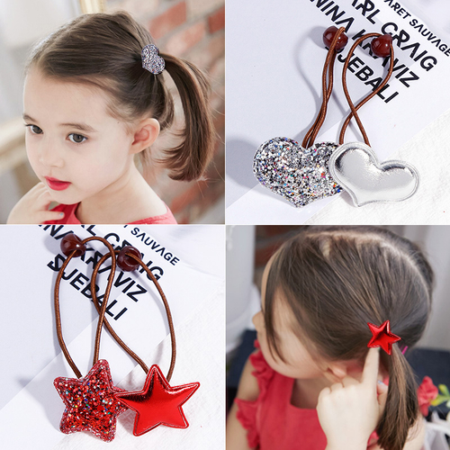 2PCS/Lot Cute Girls Star Crown Heart Elastic Hair