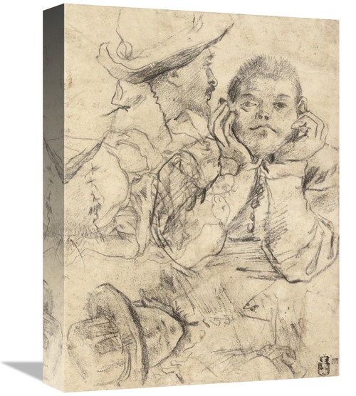 Global Gallery GCS-456105-1216-142 12 x 16 in. Four Studies of Heads D