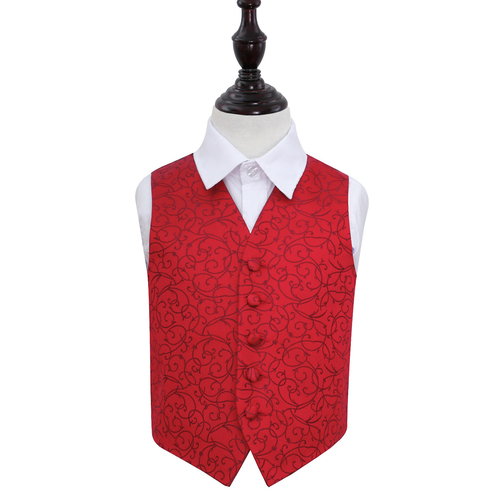 Swirl Waistcoat - Boys - Burgundy, 28'