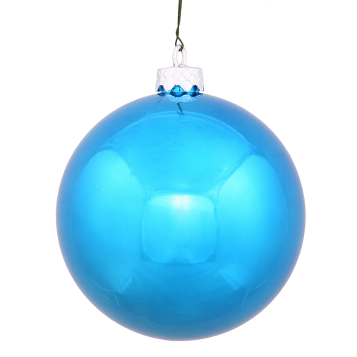 Turquoise Shiny UV Drilled Ball Ornament, 2.75 in. - 12 per Bag