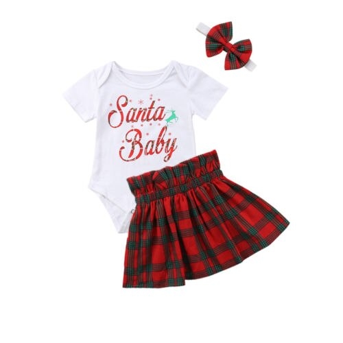 Chiristmas Baby Girls 3Pcs Clothes Santa Baby