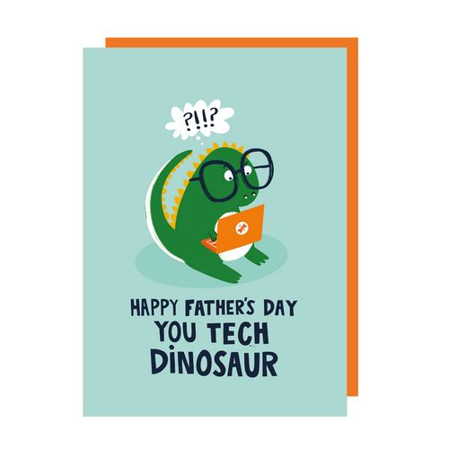 Tech Dinosaur Funny Father's Day Card (Pack of 6)